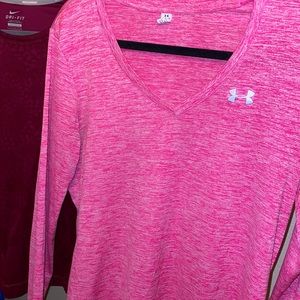 Under Armour pink athletic top.